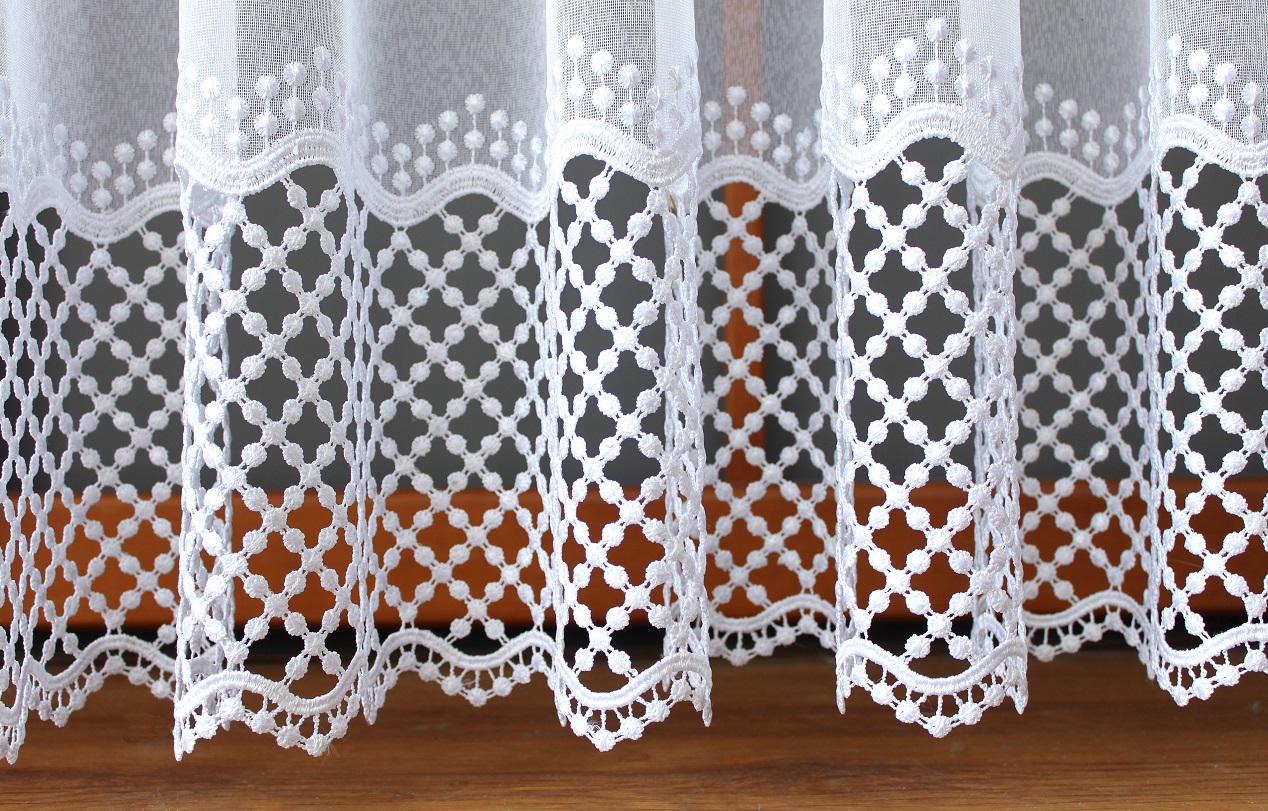 Duże zdjęcie produktu Firanka marszczona z gipiurą wisienka