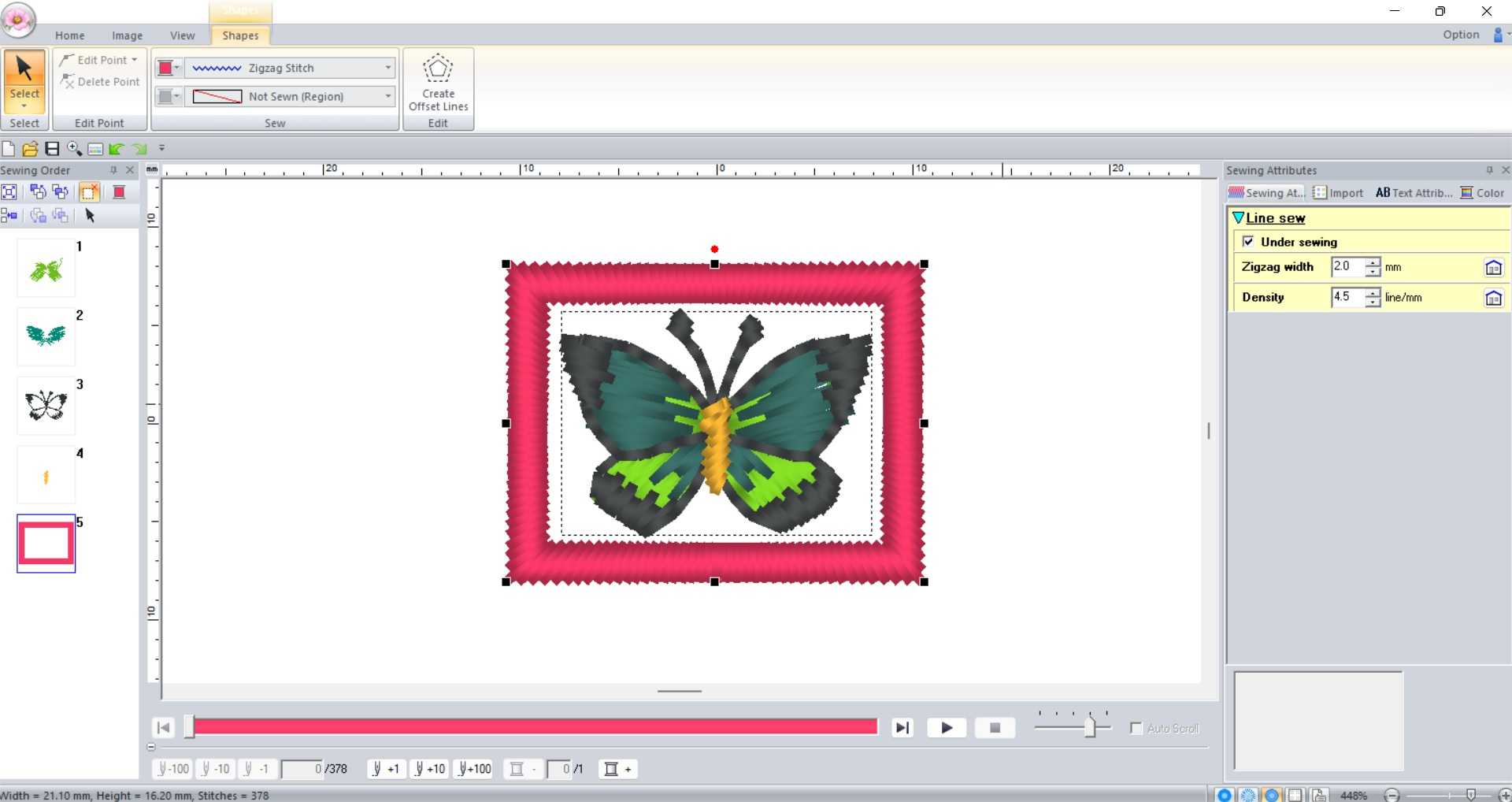 Screen z programu do projektowania haftu